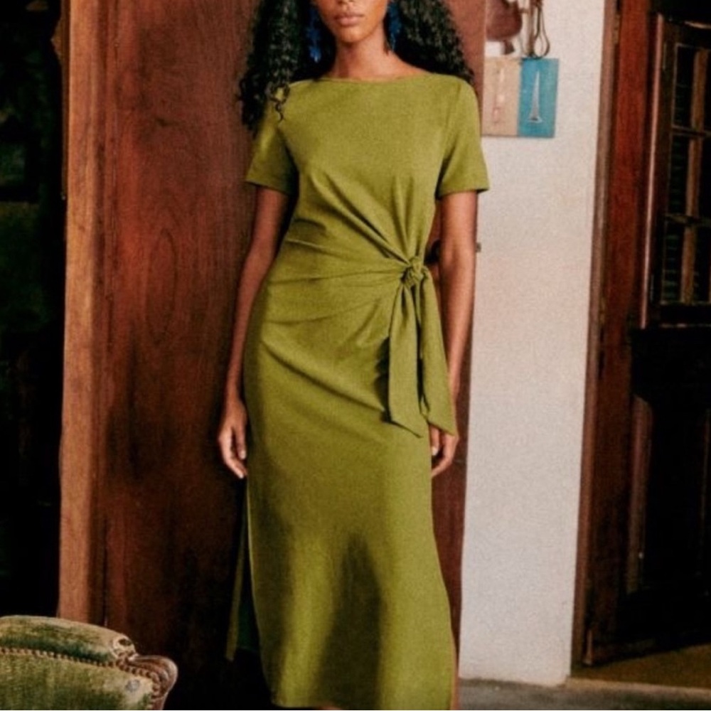 Sezane Olive Green Pippa Dress
